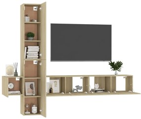 5pcs conjunto de móveis de TV derivados madeira carvalho sonoma