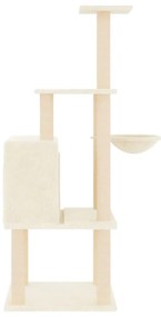Árvore p/ gatos c/ postes arranhadores sisal 132 cm cor creme
