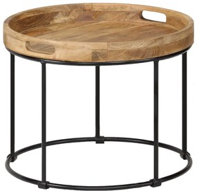 Mesa de centro madeira de mangueira maciça e aço 50x40 cm