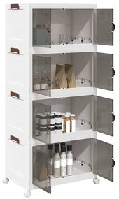 Caixa arrumação empilhável com rodas 4 níveis 75L 64x40x141,5cm