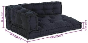 Almofada de Sofá Pallet 3 pcs Antracite Largo Algodão