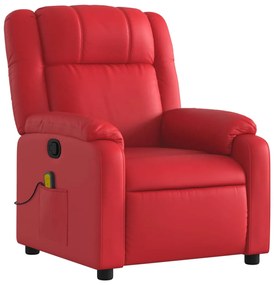 Poltrona de massagens reclinável couro artificial vermelho