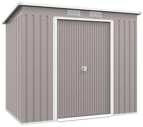 Outsunny Abrigo de Jardim 213x130x172 cm Abrigo de Exterior de Aço Galvanizado com Porta Corredeira para Armazenamento Cinza Claro