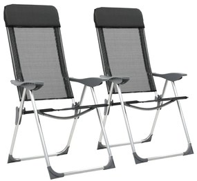 44305 vidaXL Cadeiras de campismo dobráveis 2 pcs alumínio preto