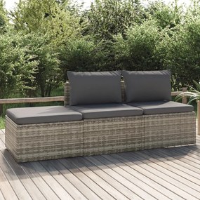 vidaXL 3 pcs conjunto lounge de jardim c/ almofadões vime PE cinzento