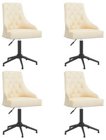 vidaXL Cadeiras de jantar giratórias 4 pcs veludo cor creme