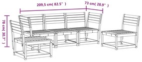 5 pcs conjunto de sofás para jardim madeira de pinho maciça