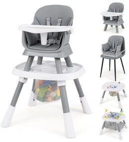 Cadeira alta conversível 16 em 1 para bebês com bandeja removível e cinto de segurança de 5 pontos - Azul