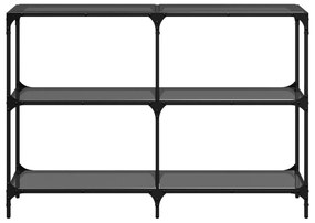 Mesa consola com tampo em vidro preto 118,5x30x81 cm aço