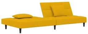 Sofá-cama 2 lugares com duas almofadas veludo amarelo