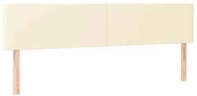 Cabeceira de cama c/ LED 180x5x78/88 cm couro artificial creme