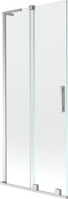 Mexen Velar L pára-chuvas de banho de 2 painéis deslizantes 85 x 150 cm, transparente, cromado - 896-085-003-01-01
