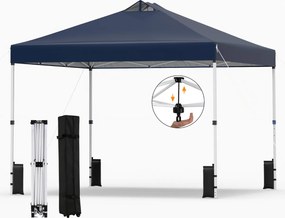Tenda dobrável 3x3 m com 4 x Sacos de areia de montagem instantânea com 1 botão campismo, feiras, eventos e Saco com rodas Azul