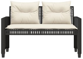 4 pcs conj. sofás p/ jardim c/ almofadões vime PE/vidro preto