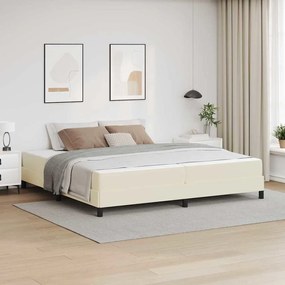 vidaXL Estrutura da Cama com colchão Creme 200 x 200 cm tecido