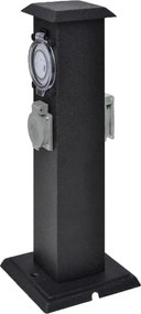 Coluna tomada para jardim com timer, preta