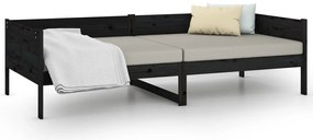 Sofá-cama 90x190 cm madeira de pinho maciça preto