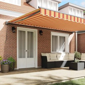Toldo Retrátil Manual Amarelo e Laranja 500x300 cm