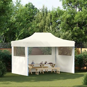 vidaXL Tenda dobrável profissional festas 3 paredes 3x4m aço cor creme