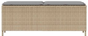 Banco de jardim com almofadão 110x30x40,5 cm vime PE bege