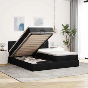 63 / 5,000vidaXL Estrutura de cama otomana com colchões tecido preto