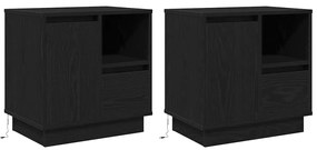 Cômodas de Cabeceira com LED 2 pcs Carvalho Preto 50x34,5x50 cm