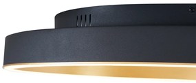 Plafon de design preto com dourado 60cm incl. LED com interruptor de 3 níveis - Ingo Design