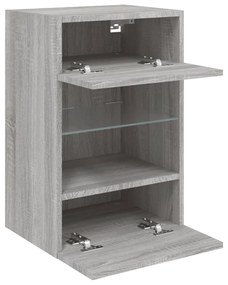 Móvel de parede p/ TV c/ luzes LED 40x30x60,5cm cinzento sonoma