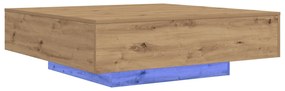 Mesa de Café com Luzes LED Carvalho Artisan 100x100x31 cm