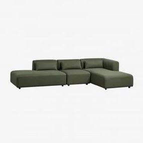 Sofá Modular Chaise Longue Direito De 3 Peças Com Divã Fogler Tecido Pele De Borrego Verde Sálvia - Sklum