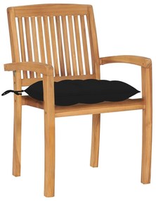Cadeiras de jardim empiháveis c/ almofadões 4 pcs teca maciça