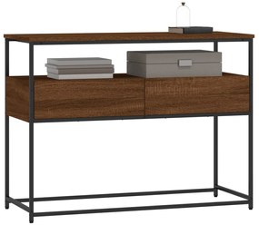 Mesa consola 100x40x75 cm derivados madeira carvalho castanho