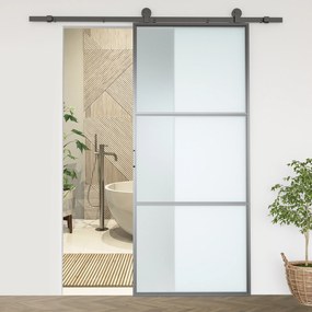Ferragem para Porta de Correr (NÃO INCLUIDA) Kit de Acessórios para Porta Corredeira com 2 Trilhos de Aço de Carbono 200x40x0,6cm Preto