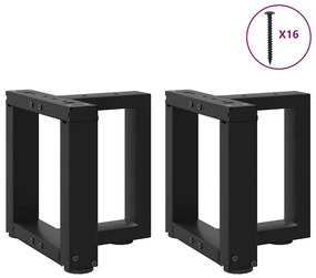 Pés para mesa de centro em forma de T, 2 peças, preto, 30x25x(30-31) c