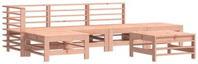 6 pcs conj. lounge jardim c/ almofadões madeira douglas maciça