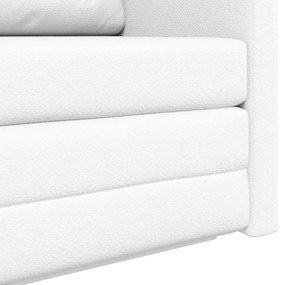 Sofá Cama de Chão 2-em-1 Branco 124x71x78 cm Couro Sintético
