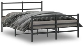 355384 vidaXL Estrutura de cama com cabeceira e pés 140x200 cm metal preto