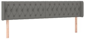 Cabeceira cama c/ luzes LED tecido 203x16x78/88cm cinza-escuro