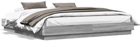 Estrutura de cama com luzes LED 200x200 cm cinzento sonoma
