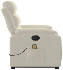 Poltrona massagens reclinável elevatória elétrica veludo creme