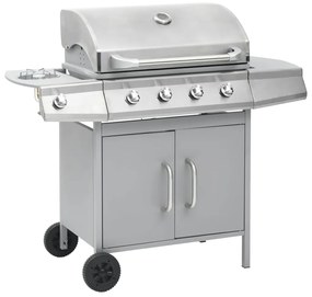 Grelhador/barbecue a gás 4+1 zonas de cozinhar prateado