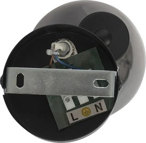 Foco Art Deco Preto com Vidro Fumado - Vidro