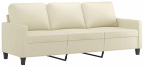 3 pcs conjunto sofás c/ almofadões couro artificial cor creme