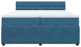 Cama com molas/colchão 200x200 cm veludo azul