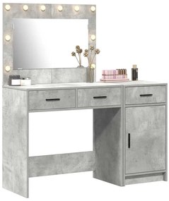 Conjunto de Mesa de Maquilhagem de 2 Peças Cinza Concreto com LED em M