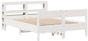 Cama sem colchão 140x200 cm madeira de pinho maciça branco