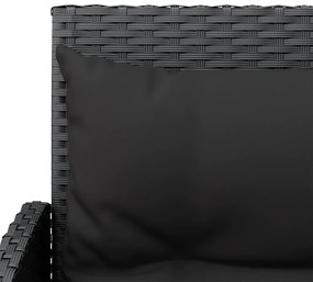 2 pcs conjunto de sofás formato L c/ almofadões vime PE preto