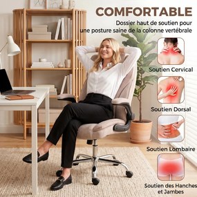 Cadeira de escritório, cadeira ergonómica, altura ajustável, braços rebatíveis, 70 x 70 x 114-122 cm, rosa