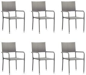 vidaXL Cadeiras de jantar empilháveis para jardim 6 pcs vime PE cinza