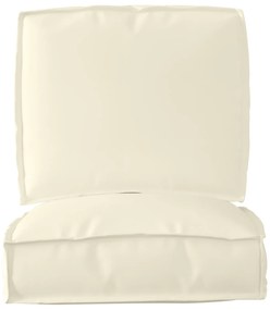 Conjunto de Almofadas de Palete 2 Peças Creme Tecido Oxford